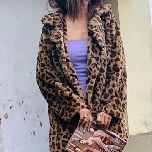 Glamour Girl Leopard Print Faux Fur Teddy Coat - Picture 13 of 14